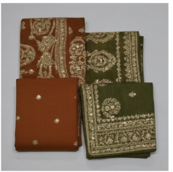 Varahi Sarees Banarsee orange color unstiched suit - Uncategorized Suits