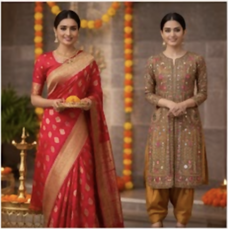 Divyam Sarees Banarsee saree red - Saree